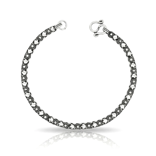 Pulseira Acabamento Envelhecido Fileira com Flores
