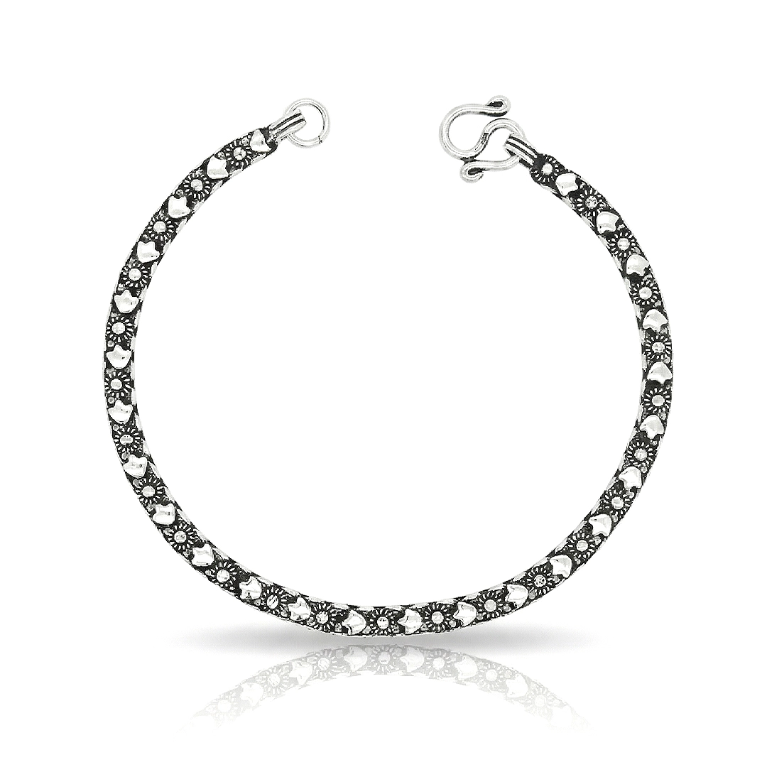 Pulseira Acabamento Envelhecido Fileira com Flores
