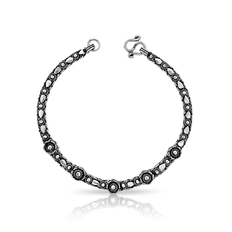 Pulseira Fileira com Flores Envelhecidas e Gotas Espelhadas