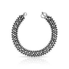 Pulseira de Flores e Coração com Acabamento Envelhecido