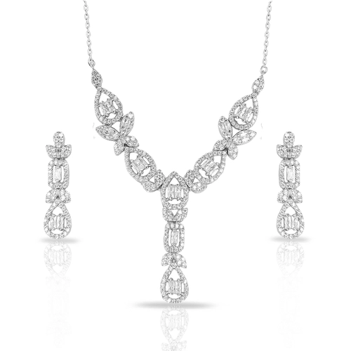 Colar Blend Collection com Brincos Trabalhado Com Zircônias Cristal