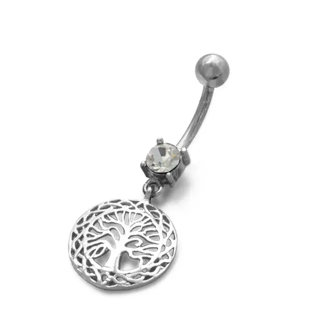 Piercing de Umbigo com Zircônia Cristal e Árvore da Vida