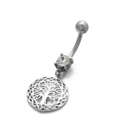 Piercing de Umbigo com Zircônia Cristal e Árvore da Vida
