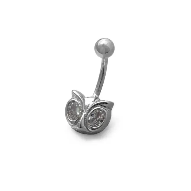 Piercing de Umbigo Coruja com Zircônia Cristal