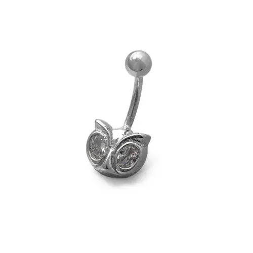 Piercing de Umbigo Coruja com Zircônia Cristal