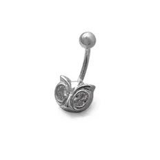 Piercing de Umbigo Coruja com Zircônia Cristal