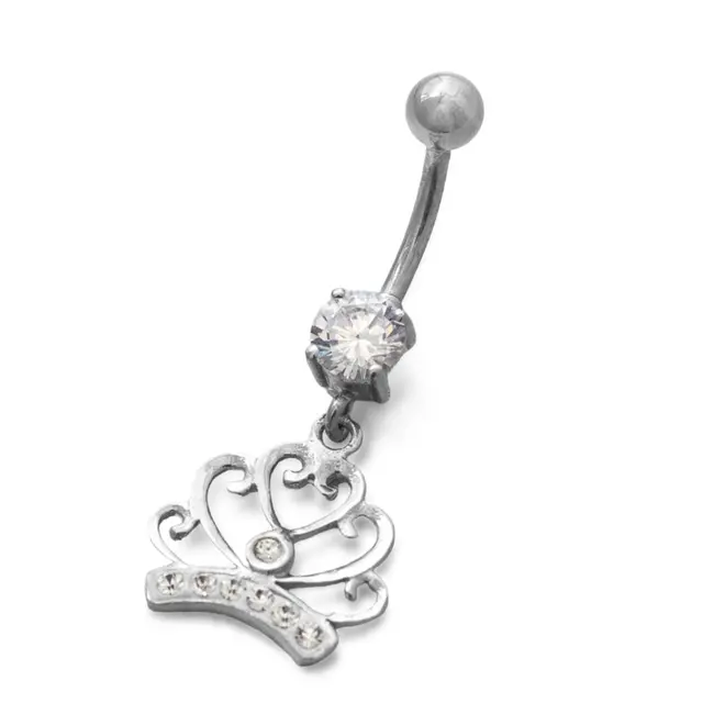 Piercing de Umbigo Coroa com Zircônia Cristal