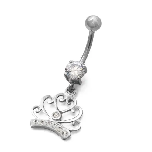 Piercing de Umbigo Coroa com Zircônia Cristal