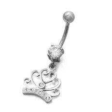 Piercing de Umbigo Coroa com Zircônia Cristal