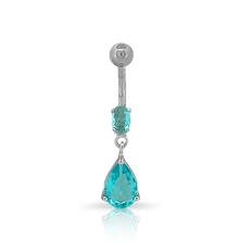 Piercing de Umbigo com Zircônia Água Marinha Oval