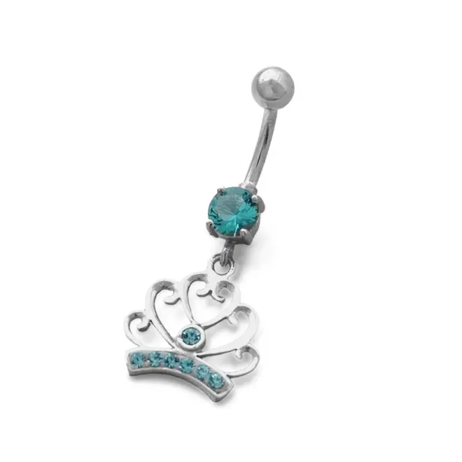 Piercing de Umbigo Coroa com Zircônia Água Marinha