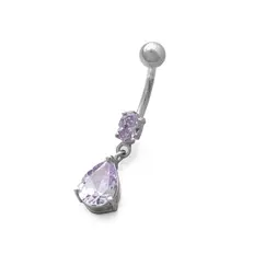Piercing de Umbigo em Zircônia Lavanda Oval e Gota