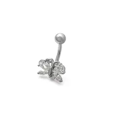 Piercing de Aço e Prata Borboleta com Zircônia Cristal