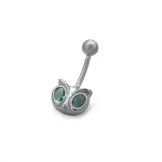 Piercing de Umbigo Coruja com Zircônia Água Marinha