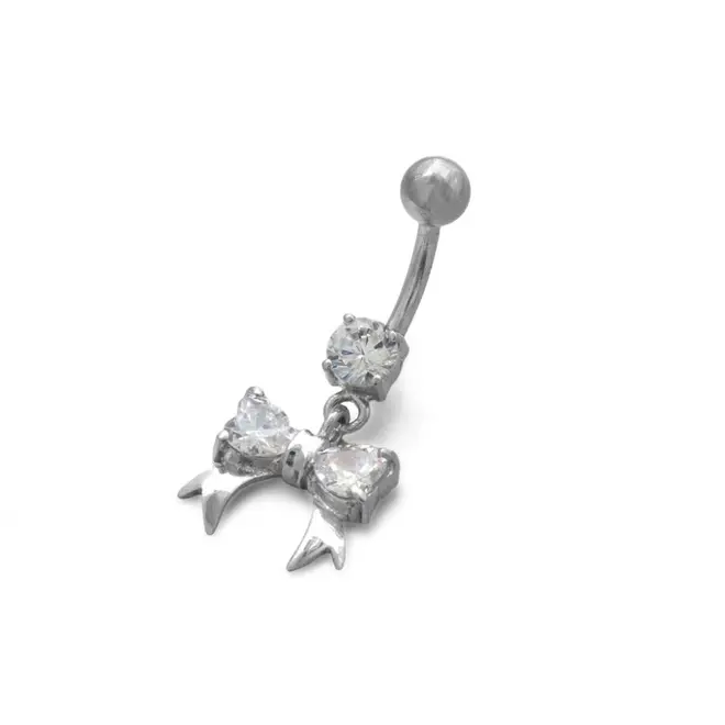 Piercing de Umbigo Laço com Zircônia Cristal