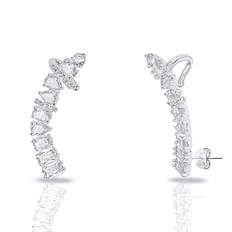 Brinco de Prata Leve Ear Cuff com Zircônias