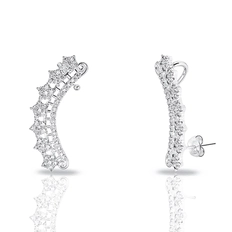 Brinco de Prata Leve Ear Cuff Com Zircônias Cristal