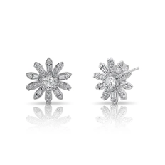 Brinco Top Flor com Zircônias Cristal
