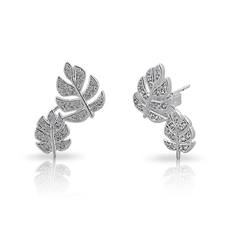 Brinco Top Folhas com Zircônia Cristal