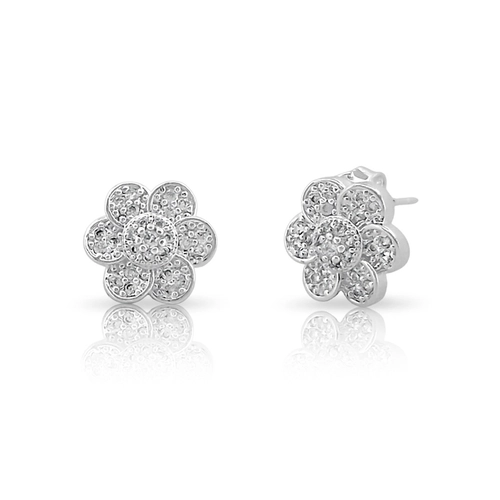 Brinco Top Flor com Zircônia Cristal