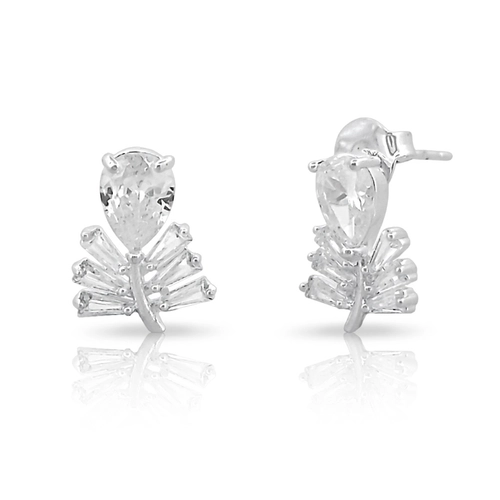 Brinco Top Gota Com Zircônia Cristal Retangular