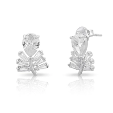 Brinco Top Gota Com Zircônia Cristal Retangular