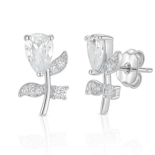 Brinco Top Flor com Zircônias Cristal