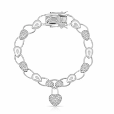 Pulseira de Gotas com Pingente de Coração e Zircônias Cristal