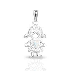 Pingente Menina Com Coração em Madrepérola