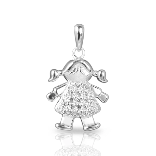 Pingente Menina Espelhada com Zircônias Cristal