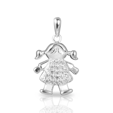 Pingente Menina Espelhada com Zircônias Cristal