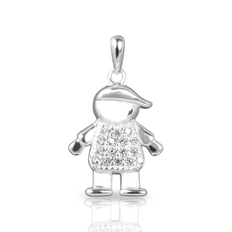 Pingente de Menino com Roupas em Zircônias Cristal