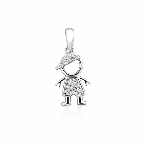 Pingente Menino Vazado com Zircônias Cristal