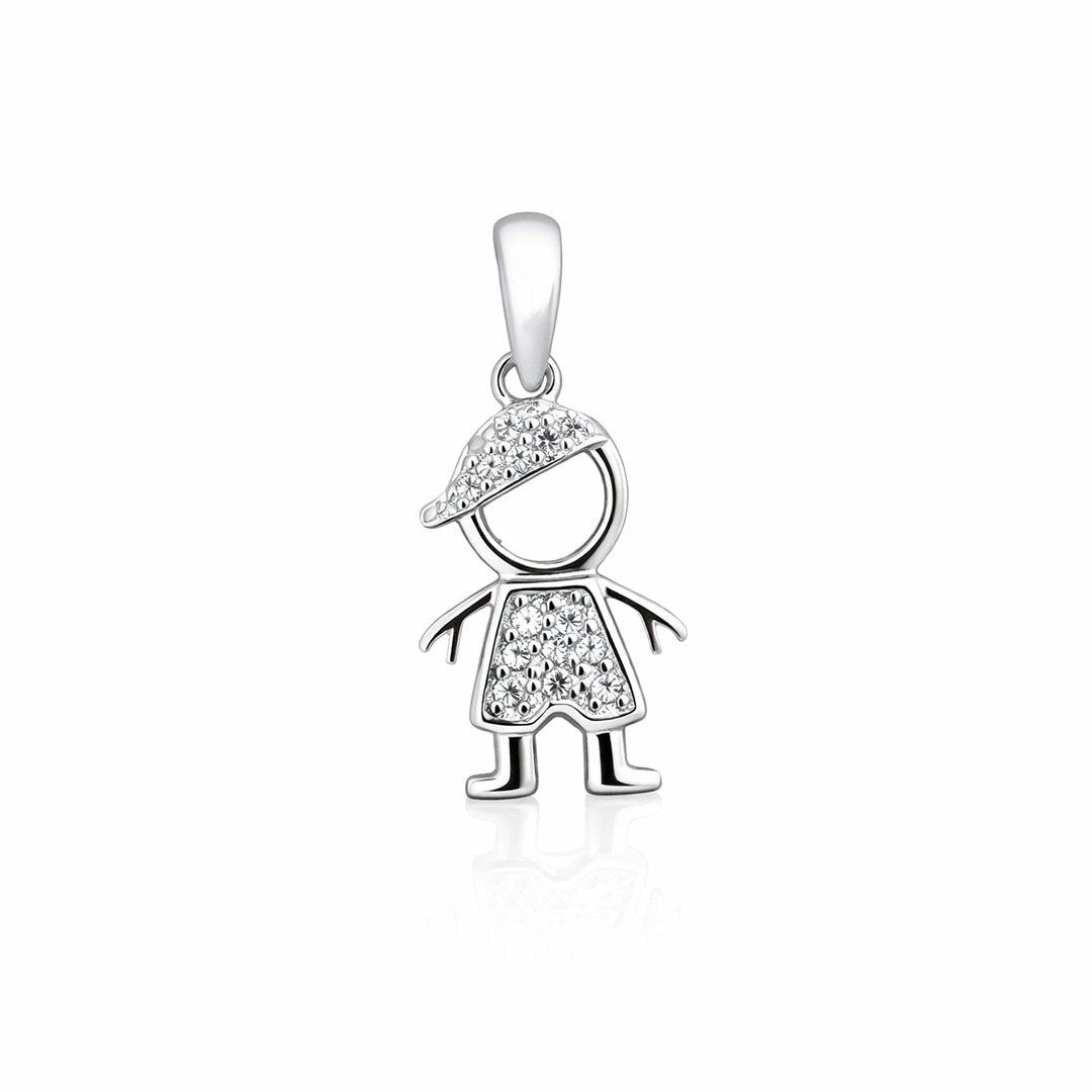 Pingente Menino Vazado com Zircônias Cristal