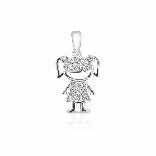 Pingente Menina Vazada Zircônia Cristal