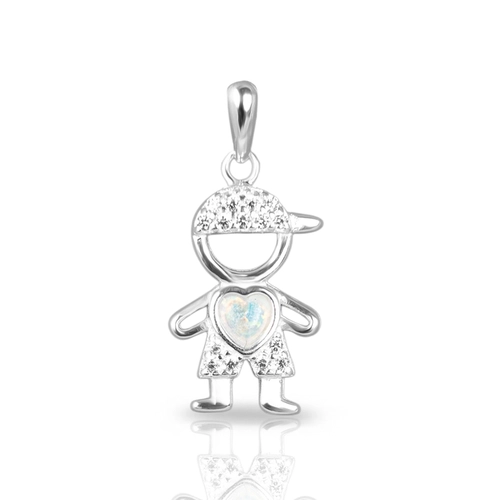 Pingente de Menino com Coração em Madrepérola
