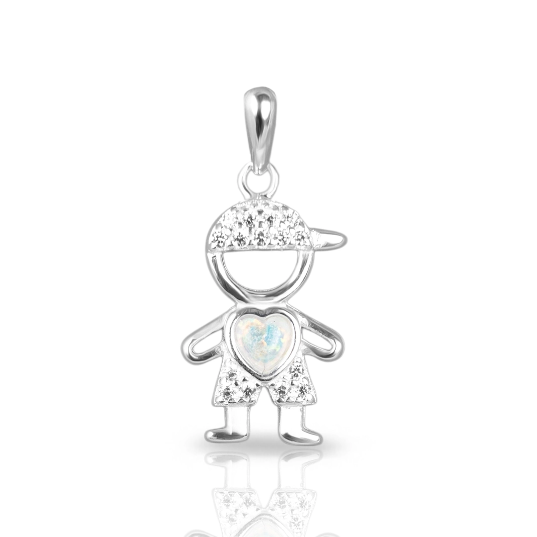 Pingente de Menino com Coração em Madrepérola