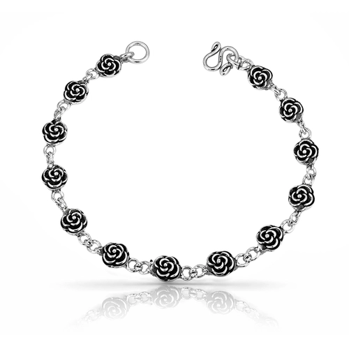 Pulseira com Flores e Acabamento Envelhecido