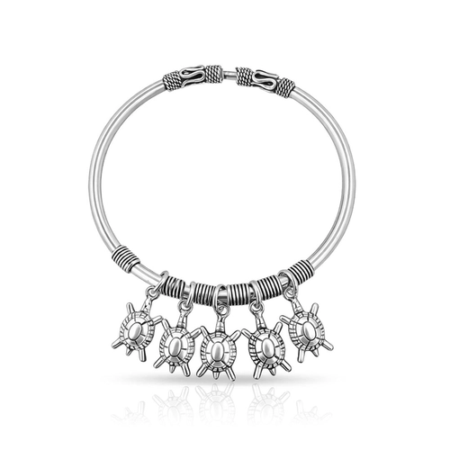Bracelete de Prata 925 Tartarugas com Acabamento Envelhecido