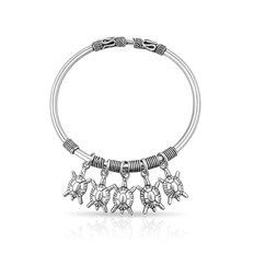 Bracelete de Prata 925 Tartarugas com Acabamento Envelhecido