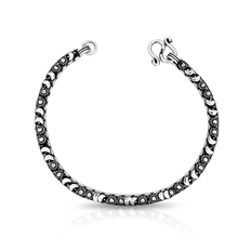 Pulseira com Acabamento Envelhecido Flor e Lua