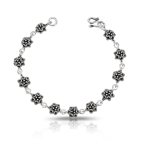 Pulseira Acabamento Envelhecido Flores Trabalhadas