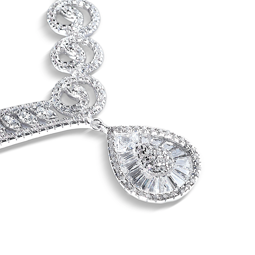 Colar de Prata Blend Collection com Brincos Gota de Zircônia Cristal