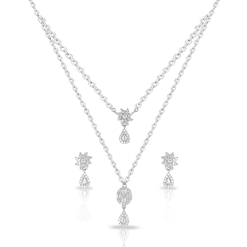 Colar Blend Collection com Brincos de Zircônias Cristal Cravejadas
