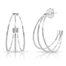 Brinco de Argola com Três Fios Diamantado