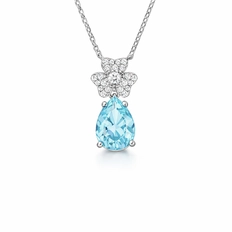 Gargantilha Blend Collection Flor com Gota em Zircônia Topázio e Cristal