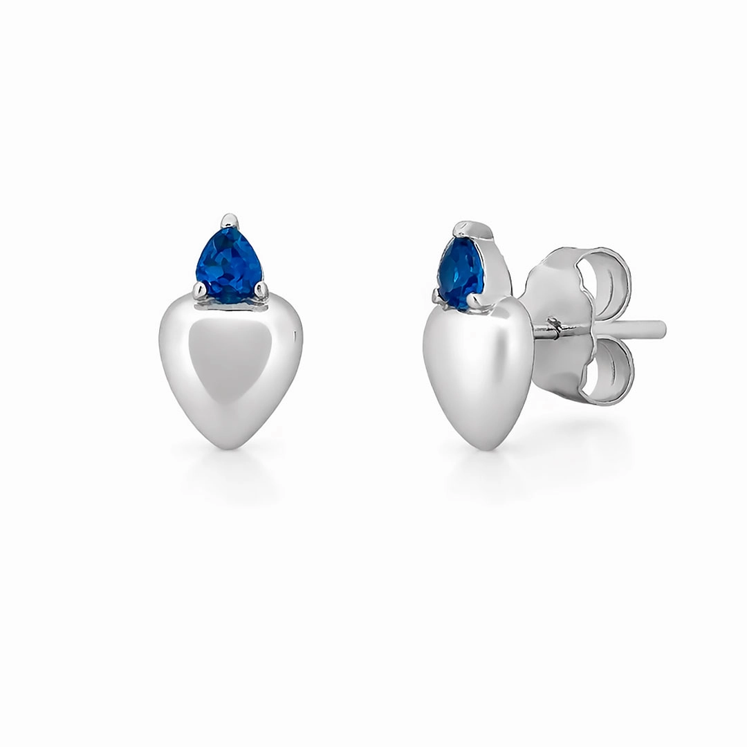 Brinco Blend Collection Gota Espelhada com Zircônia Safira