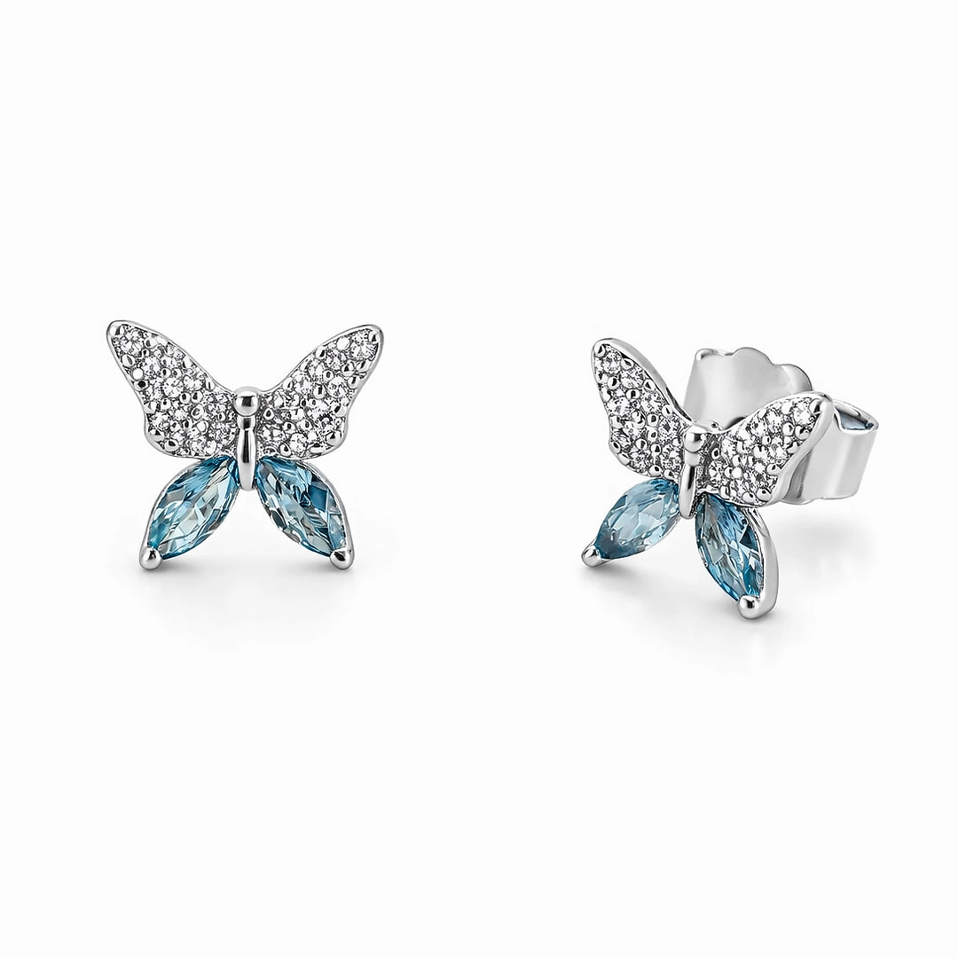 Brinco Blend Collection Top Borboleta com Zircônias Cristal e Topázio