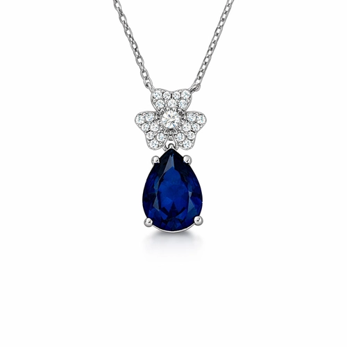 Gargantilha Blend Collection Flor e Gota com Zircônias Cristal e Safira
