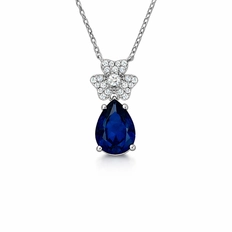 Gargantilha Blend Collection Flor e Gota com Zircônias Cristal e Safira